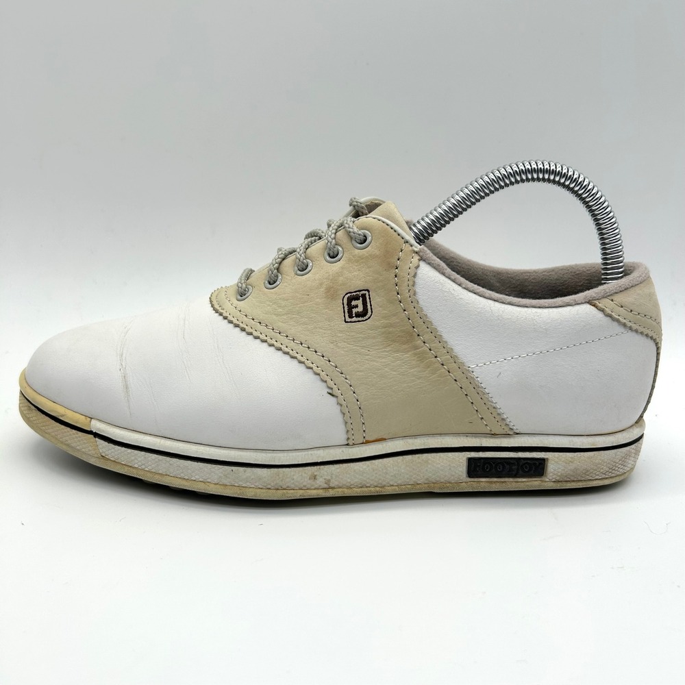 FootJoy Golf‎ Shoes Women 7.5 M White Tan Saddle Oxford Spiked Cape Cod 93674